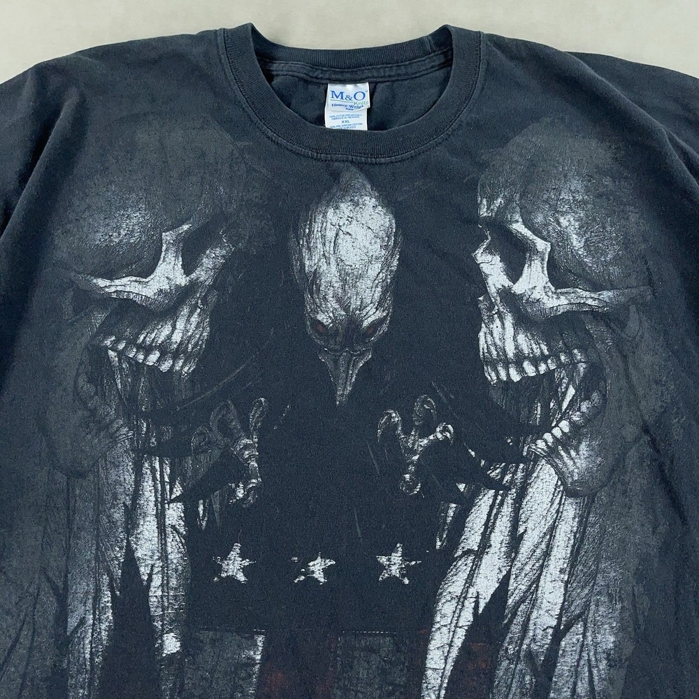 Vintage Y2K MMA Elite Shirt Mens 2XL Skull‎ Eagle Faded Distressed Cyber Grunge